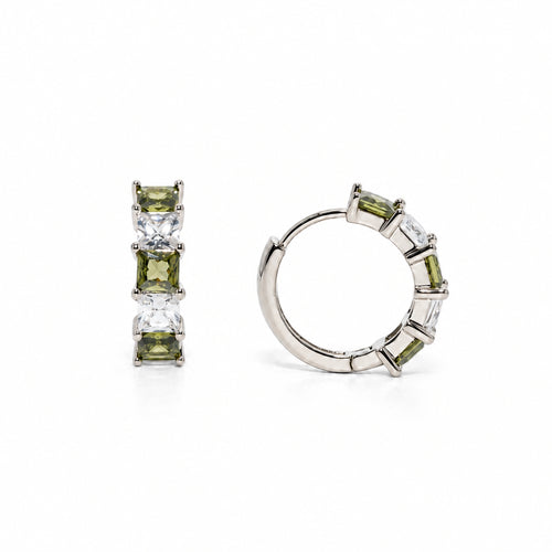 Olive Alternating Hoop Earrings