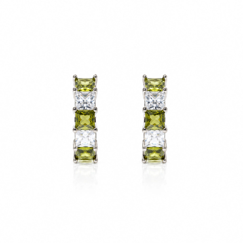 Olive Alternating Hoop Earrings