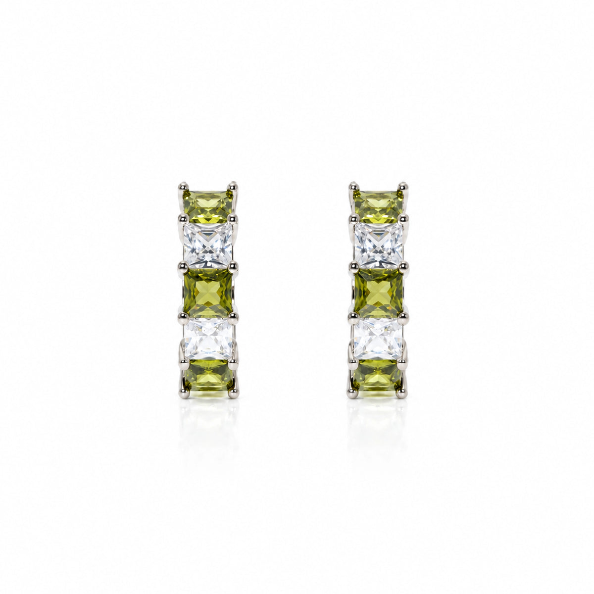 Olive Alternating Hoop Earrings